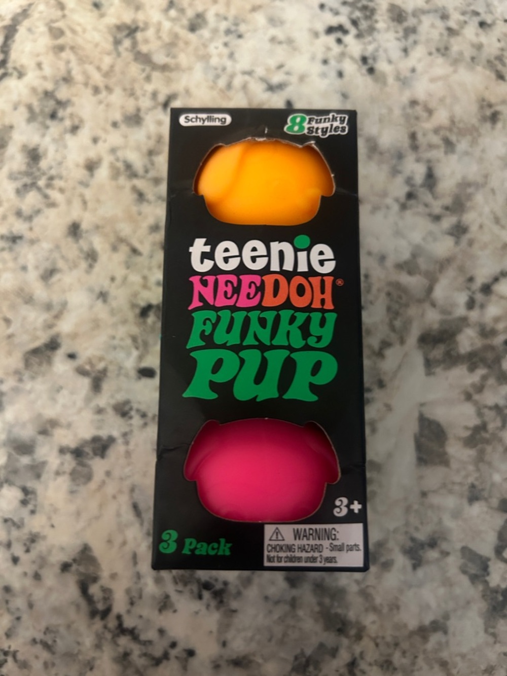 NeeDoh Teenie Funky Pup Pack Orange Blue Pink Schylling Nee Doh Squishy Fidgets